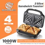 SUPERLEX Deep Fill Toastie Maker 1000W Fit LARGE Toasty 2 Slice Sandwich Toaster