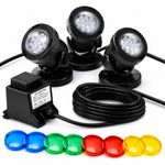 Jebao 3 LED Pond Lights 12V IP68 Underwater Garden Spotlights Colour Lenses