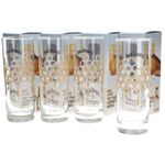 JD Honey Glasses Tall Slim Honeycomb Print set of 4 170mm Tall Collectables  bar