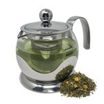 Glass Teapot Steel Infuser & Lid Heat Resistant Borosilicate Loose Tea 800ml