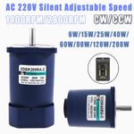  AC 220V Adjustable Speed Electric Motors 6/15/25/40/60/90/120/200W 1400/2800RPM