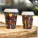 Disposable Coffee Cups Single Wall 8oz and 12oz with Lids Printed Cappuccino UK