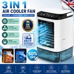 EVAPORATIVE 3 SPEED PORTABLE AIR COOLER FAN AIR CONDITIONER HUMIDIFIER HOME UK
