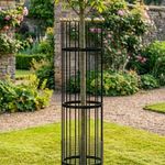 Decorative Black Metal Tree Guard - 154cm Garden Protector Support