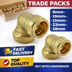 8MM 10MM 15MM 22MM 28M COMPRESSION ELBOW 90 FITTINGS PLUMBING COPPER PIPE UK