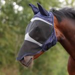 Shires FlyGuard Pro Fine Mesh Fly Mask with Ears & Nose Anti Fly & Midge NAVY
