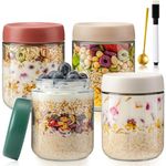 500ml Overnight Oats Container Oatmeal Glass Jars With Lid And Spoon 4PCS