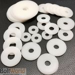 WHITE NYLON PENNY WASHERS M4 M5 M6 M8 M10 M12 FIT BOLTS & SCREWS 20/25/30/40mm