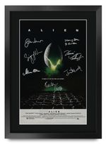 Alien Movie Film Poster Cast Signed Printed Autograph A3 Framed Memorabilia