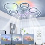 RGB LED Ceiling Fan Colorful Lights Dimmable Smart Remote Control Timing NEW