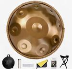 432Hz Handpan Drum 9-Tone Deep Golden Beginner Key in D Minor 18" Mini With Case
