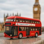 London Red Bus Pull Back & Go Christmas Gift Kids Toy Music Light XMAS Birthday