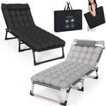 Reclining Sun Lounger Garden Folding Chair Bed Recliner Beach Camping with mat