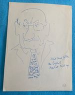 Peter Ustinov, an original caricature, featuring a man wearing a funny tie