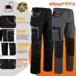 Work Trousers Men's Heavy Duty Cargo Black & Grey Combat Pants with Multi Pocket