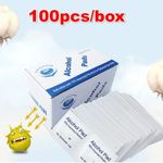 100/pcs Antibacterial Alcohol Wipes Sachet Pads Antiseptics First Aid Nails Wash