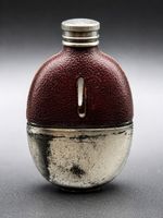 Antique G. & J.W. Hawksley Glass Hip Flask - Leather & EPBM Cup - c.1900
