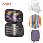 22 PIECE ALUMINIUM CROCHET HOOKS KNITTING NEEDLES SET MULTI COLOURED 0.6mm-6.5mm
