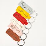 Personalized Leather Keychain with Name & Birth Flower – Gift for Her or Mom