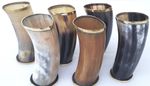 Set of 6 viking drinking horn cups mugs 6" for ale beer wine with free shipping