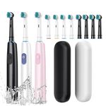 Electric Rotating Toothbrush Deep Clean Whitening Rechargeable + 4/8 Brush Heads