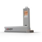 Lindy 40428 USB Type-C Port Blocker Key, 4 Pack Grey/Orange