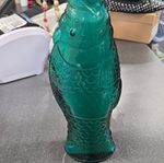 ANTINORI BIANCO ITALY FISH Shaped Green Glass Wine Bottle - Empty Vintage
