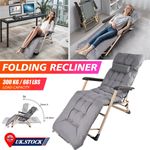 Zero Gravity Sun Lounger With Padded Cushions Outdoor Foldable Reclining Chair