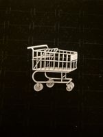 JJ Jonette Vintage Genuine Pewter Shopping Cart Brooch Pin -  Silver Tone