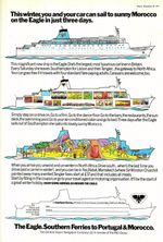 Original 1971 Advert 'The EAGLE Southern Ferries to Portugal & Morocco' Print Ad