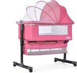 Bedside Baby Crib Bassinet Sleeper Pink Adjustable Height with Wheels & Tilt