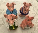 Set of 4 Ceramic Piggy Banks - Pig Figurines / Pig Figures Lot of Four
