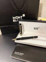 Mont Blanc Meisterstuck Black & Gold Rollerball Pen + Mont Blanc Bag