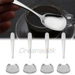 4x Stainless Steel Square Soup Spoon Thick Ice Cream Spoons Flatware Flat Large