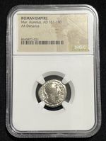 Roman Empire Marcus Aurelius, AD 161-180 AR Denarius NGC Coin