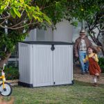 Keter 880L Garden Storage Box Outdoor Shed Bin Store Lockable Grey Black