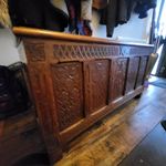 Antique English Large Traditional Carved Solid Oak Coffer Trunk