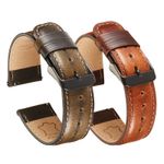 Retro Oil Wax Genuine Leather Watch Strap Square Tail Quick Release Band 22/20mm