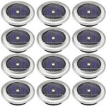 12 x Stainless Steel White Led Solar Powered Wireless Garden Decking Deck Lights