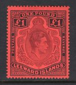 M22700 Leeward Islands 1938 SG114 KGVI: £1 purple & black/deep brick-red. CW13a