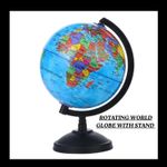 Rotating World Globe with Stand Educational Geographic Globe 360 Degree Rotation