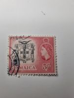 ​Jamaica 1956 Queen Elizabeth II 5s Rose Red & Black Stamp - Used - SG 171 RefN6