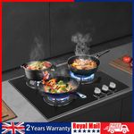 OYAJIA 58cm Black 3 Burner Gas On Glass Hob With Cast Iron Pan Stands UK