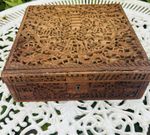 Antique Chinese Canton Relief-Carved Wooden BoxQing Dynasty Late 19th Century