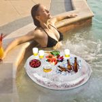 Inflatable Floating Drink Holder Clear PVC Pool Food Drink Tray For Swimming
