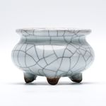 Chinese Porcelain Tripod Censer Guan Type Crackled Glaze Monochrome Late 20C