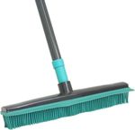 JVL Extendable Rubber Bristle Brush Broom with Squeegee, pet hair brush
