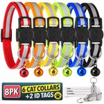 6pk Reflective Cat Collars Quick Release Safety Bell Kitten ID Tag Adjustable