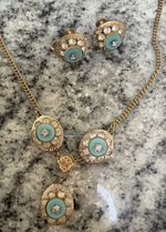 Vintage Unsigned Sarah Coventry Jewelry Set Necklace Clip-On Earrings Lot Rare