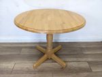 DINING TABLE Small Round Oak Extendable Drop Leaf Pedestal Base FREE DELIVERY